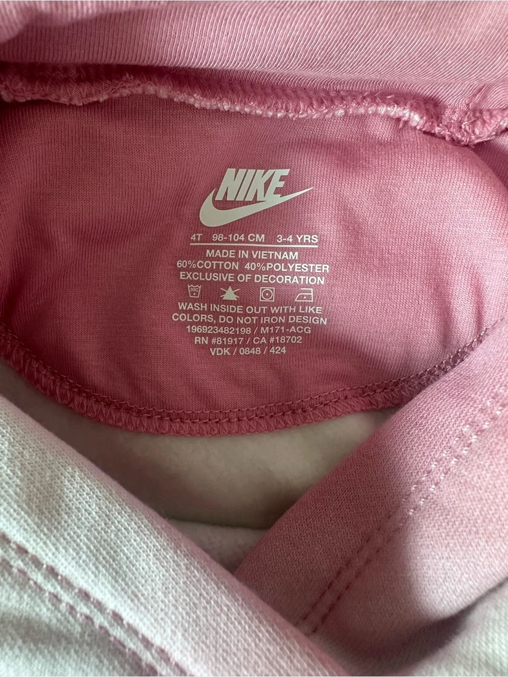 Nike Girls Size 4T Pink Tie-Dye Hooded Sweatshirt & Jogger Pants 2 Piece Set NWT
